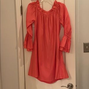 Gorgeous coral off the shoulder dress